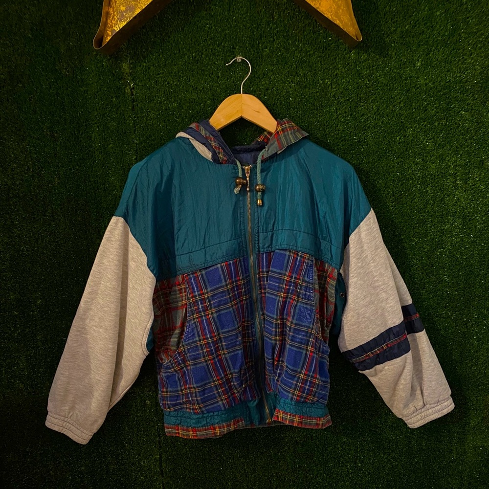 VINTAGE Hunt Club Plaid Windbreaker